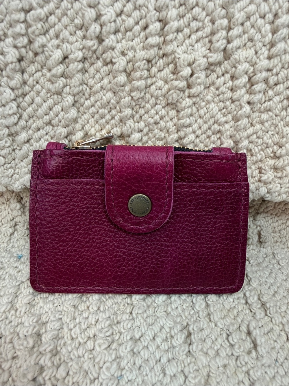 Portland Leather Compact Card Wallet in Anemone